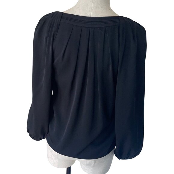 Diane Von Furstenburg Womens Top Size 4 Black V Neck Long Sleeve Casual - Picture 3 of 16